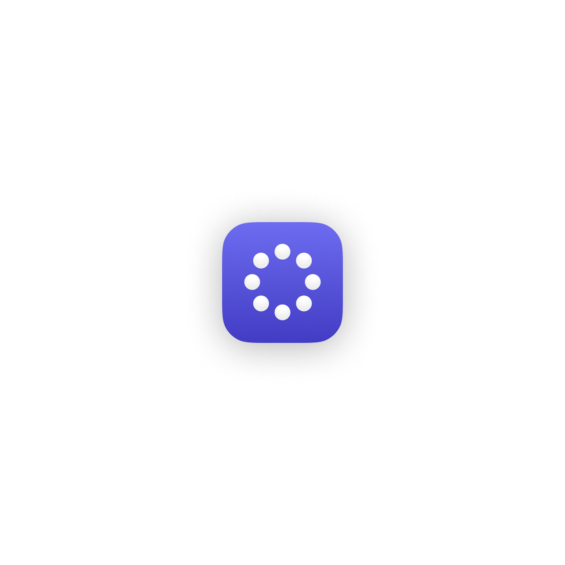 An icon that contains 8 dots arranged in a circle on a purple background.